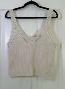 Abercrombie & Fitch Cream Crochet Knit Tank Size Medium