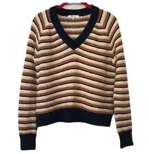 Madewell Arden V-neck Crop Pullover Sweater in Stripe