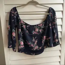 Blue and pink floral off the shoulder top