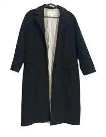 L.L. Bean Wool Cashmere Blend Black Mid-length Overcoat Coat MEDIUM