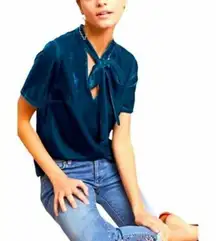 Anthro Teal Velvet Velour Top