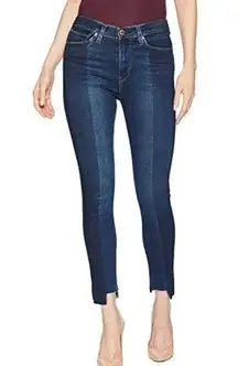 Hudson Barbara High Waist Crop Super Skinny Step Hem Jeans in Lost Wash Size 26