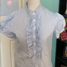 Faith Peace & Love NWOT pinstripe and ruffled top