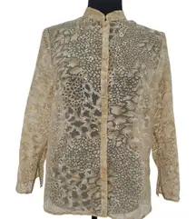 Sheer Gold‎ Leopard Print Top Sequin Party Holiday Layering Indie Sleaze Size S