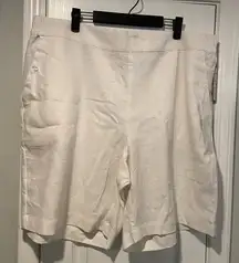 NWOT Serengeti Size 1X White Linen Blend Elastic Waist Sailor Shorts Pockets