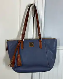 Dooney & Bourke Blue and Brown Leather Maxine Tote