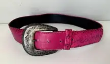 Vintage Pink Belt Womens Small Alden Howard Barbiecore Animal Snake Print 90s