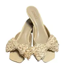 Schutz Lienne Straw Sandal Kitten Heel Nib Size 8
