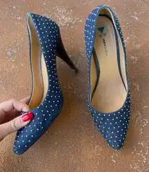 Dani black denim studded heels 