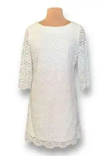 RN Studio by Ronni Nicole Women Allover Lace Scalloped Midi Dress White Size 12