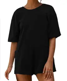 Hyfve Oversized V-back Short Sleeve Romper Black. Size S