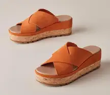 Sorel Cameron Flatform Suede Mules Leather Sandals 🔥