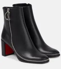 Christian Louboutin CL Zip 70 Calf Leather Ankle Boots Black Size 40