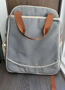 O'Beanie Striped Diaper Bag‎ Backpack Navy White With Changing Pad