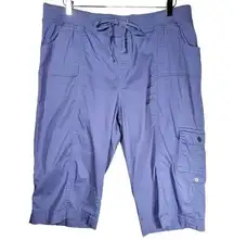 Fresh Drawstring Cargo Roll Tab Shorts Elastic Drawstring in Periwinkle
