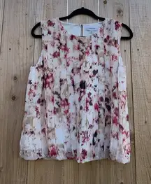 Calvin Klein Top Womens‎ medium Multicolor Abstract Watercolor white pink…