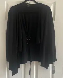 Thalia Sodi black open cardigan sweater tie back detail size‎ M