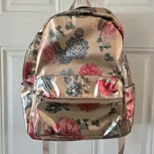 Icing Backpack Purse Rose Floral Metallic Shiny Bag NWOT