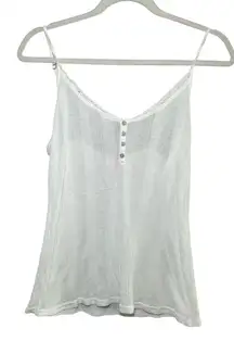 Victoria's Secret White Lace Trim Cami Medium Adjustable Straps coquette‎ boho