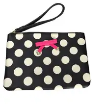 Pouch Wristlet Cluth Purse Black White Polka Dots