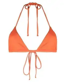Frankies Bikinis Logo-Print Bikini Top Orange Size: M - NWT