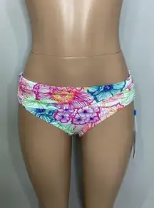 New. Blue Rod Beattie floral sarong bikini bottoms.