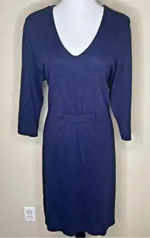 Lane Bryant Plus Size 14/16 Navy Blue Sparkle Sweater Dress Midi V-Neck Knit