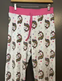 Unicorn Pajama Pants Womens XL Rainbow Fleece Lounge Sleep Drawstring Plush