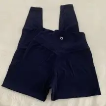 Women’s Small BUFFBUNNY Siren Navy Blue Cross Waist Nubre No Front Seam Leggings