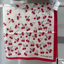 coach Cherry Swirl Print Silk Square Scarf cz533