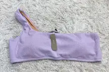 J Crew One Shoulder‎ Textured Smocked Bikini Top Lilac Purple Size XXL