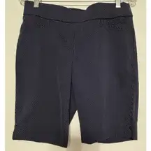 Anne Klein Size 6 Blue & White Polka Dot Shorts Elastic Waist
