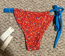NWT Frankie’s Bikinis Kealy Tie Side Cheeky Bikini Bottom Seaside Farm- Size XL