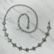 Y2K Rhinestone Flower Silver Chain Belt Extra Small/Small (XS/S) ✨