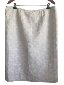 Kasper Women Midi Skirt 18 Cream Geometric‎ Straight Career Mature Event Classic