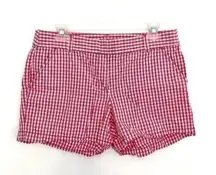 J.Crew  Gingham Short Pink White Plaid 100% Cotton 4" In Inseam Preppy Shorts 8