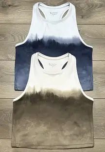 Two Athleta Shanti Crop Tank‎ Tops Blue Brown Size Small