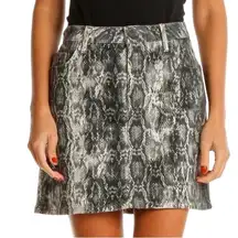 Zara Snake Print Denim Mini Skirt in Gray/Black/White