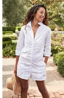 NWOT Frank & Eileen Ireland Italian Linen Button Up Romper Playsuit Utility XXS