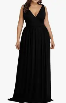 Ever Pretty black flowy v-neck US24 layered maxi dress