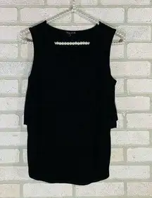 Theory Black Lumpkin Tiered Scoop Neck Tank Top Size S