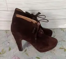 rag & bone Chocolate Brown Suede Platform 5" Heel Lace Up Booties Size 38 US 8
