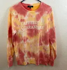 Caffeine and Quarantine tie die Sweatshirt.. Modern Canvas size small