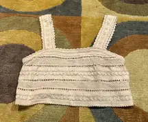 Aerie Cream Crochet Boho Style Square Neck Short Crop Tank Top Size Medium