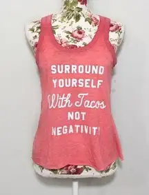 NWOT Coral Pink Tacos Workout Graphic Tee Tank Top New Neon