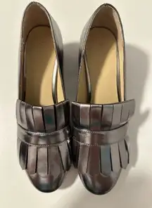 BOTKIER Silver‎ heeled loafers Size 8.5 Slip On Preppy