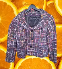 Dialogue Black Purple Orange Red Button Up Blazer‎ with Pockets Size 14