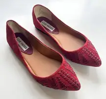Steve Madden Shoes Womens 6 Red Imaura Suede Slip On Flats‎ Almond Toe Casual