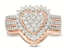 Rose Gold CZ Diamond Heart Ring Size 8