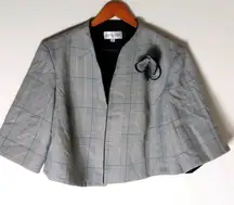 Studio I 28W Plaid Crop Bolero Crop Suit Jacket in Black White